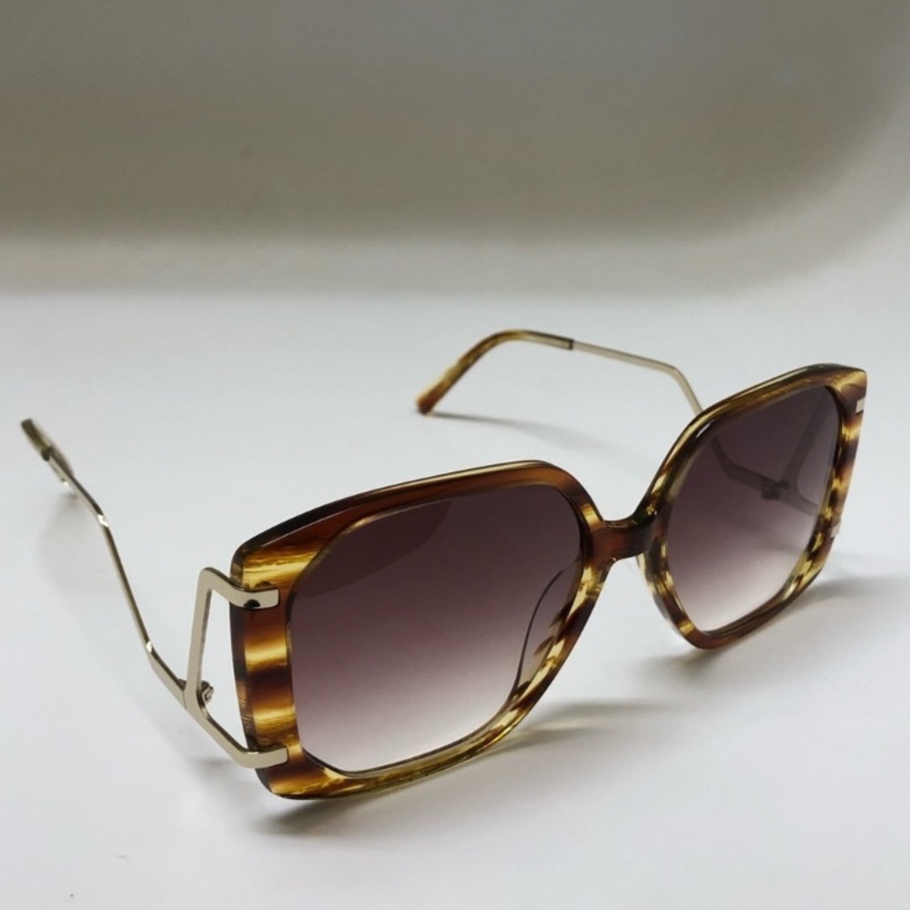 Women’s Oversized Square Tortoise Shell and Gold Accent Sunglasses
